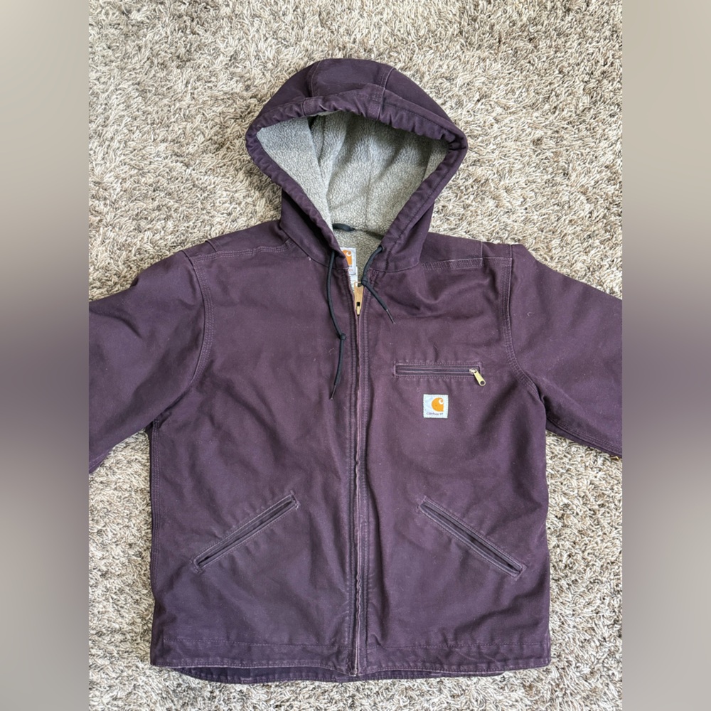 Carhartt Women’s Sherpa Lined Duck Active Jacket in Burgundy